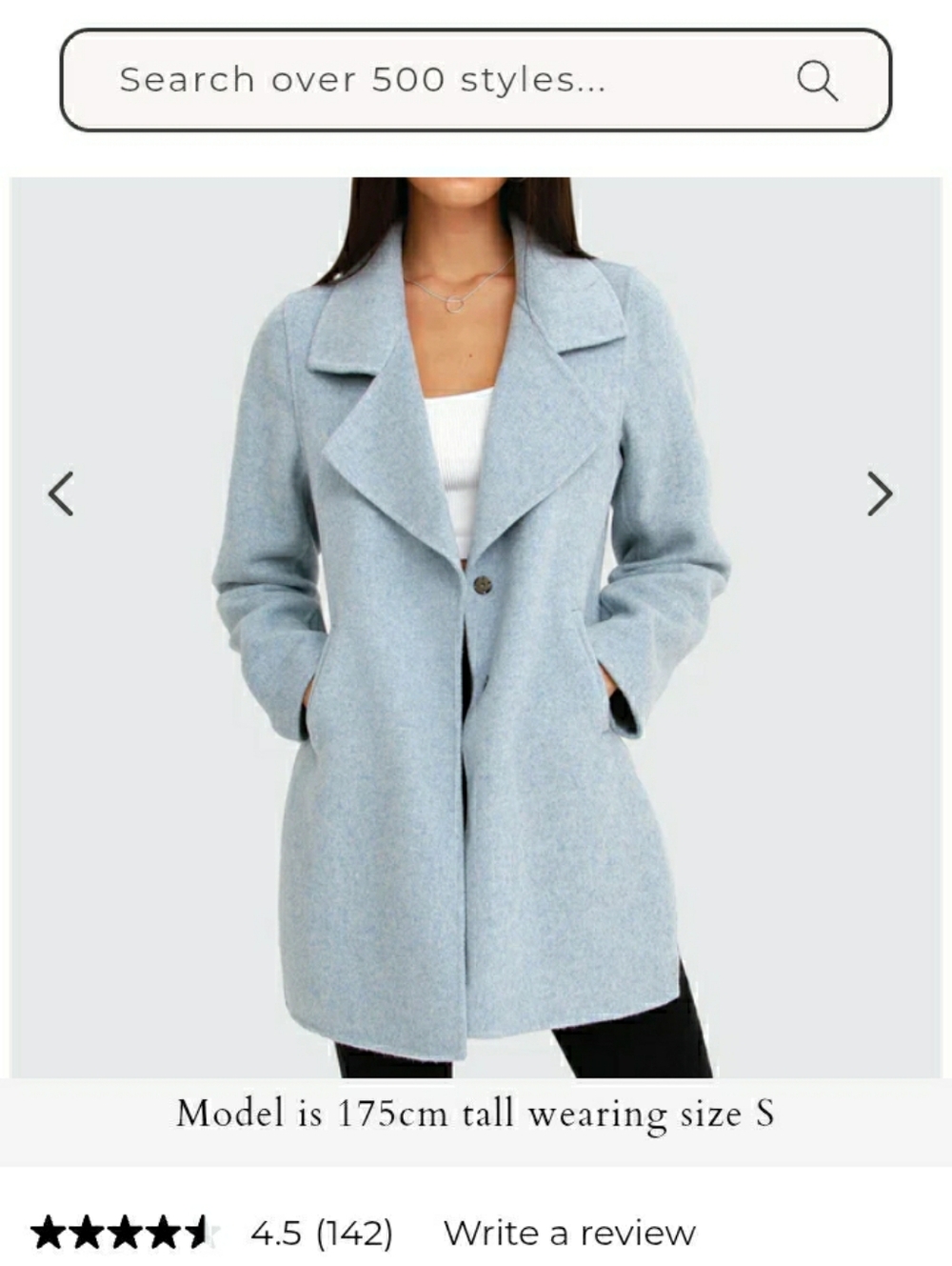Light Blue Women's Wool-Blend Coat , Size Small - Picture 5 of 10